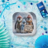 Weihnachtspenguin Familie mit Spaß signieren Pappteller (Party)