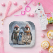 Weihnachtspenguin Familie mit Spaß signieren Pappteller (Party)