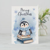 Weihnachtspenguin Folien Feiertagskarte (Stehend vorne)