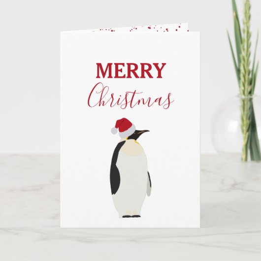 Weihnachtspenguin Funny Animal mit Weihnachtsmannm Feiertagskarte (Vorderseite)