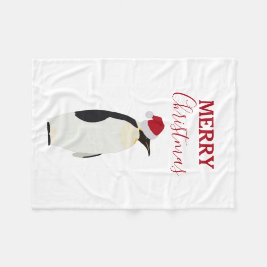 Weihnachtspenguin Funny Animal mit Weihnachtsmannm Fleecedecke (Vorderseite (Horizontal))