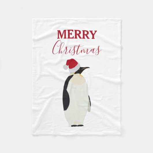 Weihnachtspenguin Funny Animal mit Weihnachtsmannm Fleecedecke (Vorderseite)