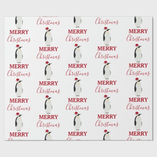 Weihnachtspenguin Funny Animal mit Weihnachtsmannm Geschenkpapier (Flach)