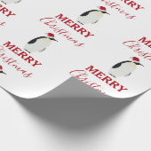 Weihnachtspenguin Funny Animal mit Weihnachtsmannm Geschenkpapier (Ecke)