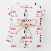 Weihnachtspenguin Funny Animal mit Weihnachtsmannm Geschenkpapier Set (Beispiel)