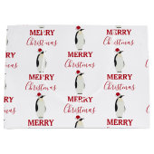 Weihnachtspenguin Funny Animal mit Weihnachtsmannm Große Geschenktüte (Vorderseite)
