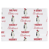 Weihnachtspenguin Funny Animal mit Weihnachtsmannm Große Geschenktüte (Rückseite)