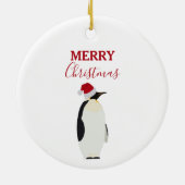 Weihnachtspenguin Funny Animal mit Weihnachtsmannm Keramik Ornament (Hinten)