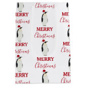 Weihnachtspenguin Funny Animal mit Weihnachtsmannm Mittlere Geschenktüte (Rückseite)