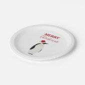 Weihnachtspenguin Funny Animal mit Weihnachtsmannm Pappteller (Schrägansicht)