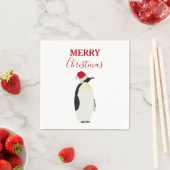 Weihnachtspenguin Funny Animal mit Weihnachtsmannm Serviette (Beispiel)
