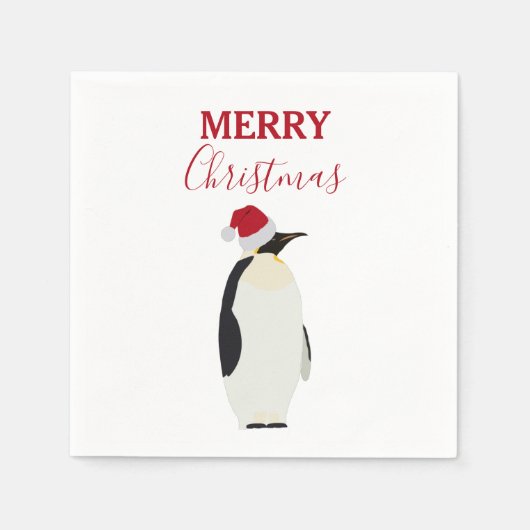 Weihnachtspenguin Funny Animal mit Weihnachtsmannm Serviette (Vorderseite)