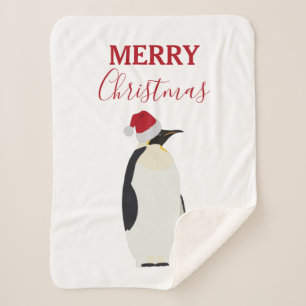 Weihnachtspenguin Funny Animal mit Weihnachtsmannm Sherpadecke
