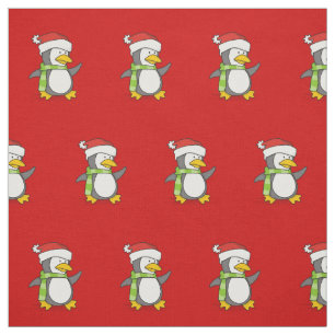 Weihnachtspenguin geht auf Schneepattern Stoff