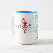 Weihnachtspenguin Iglu Candy Cane und Lichter Zweifarbige Tasse (Vorderseite Links)