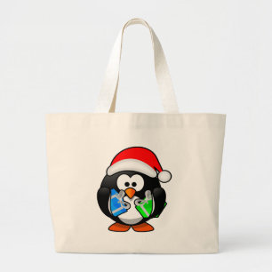 Weihnachtspenguin Jumbo Stoffbeutel