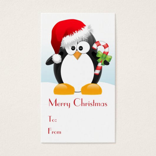 Weihnachtspenguin mit Candy Cane Gift Tags (Vorderseite)