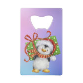 Weihnachtspenguin mit Geschenk - Feiertag Deko Geldbeutel Flaschenöffner (Rückseite)