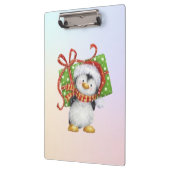Weihnachtspenguin mit Geschenk - Feiertag Deko Klemmbrett (Links)
