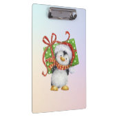 Weihnachtspenguin mit Geschenk - Feiertag Deko Klemmbrett (Rechts)