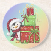 Weihnachtspenguin mit Geschenken - Festliche Fun-D Getränkeuntersetzer (Vorne)