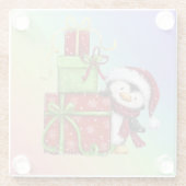 Weihnachtspenguin mit Geschenken - Festliche Fun-D Glasuntersetzer (Rückseite)
