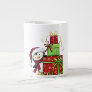 Weihnachtspenguin mit Geschenken - Festliche Fun-D Jumbo-Tasse
