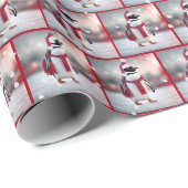 Weihnachtspenguin mit rotem Scarf Geschenkpapier (Rolleneckpunkt)