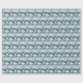 Weihnachtspenguin mit Weihnachtsmann Hat Geschenkpapier (Flach)