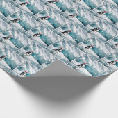 Weihnachtspenguin mit Weihnachtsmann Hat Geschenkpapier (Ecke)