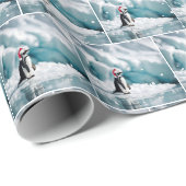 Weihnachtspenguin mit Weihnachtsmann Hat Geschenkpapier (Rolleneckpunkt)