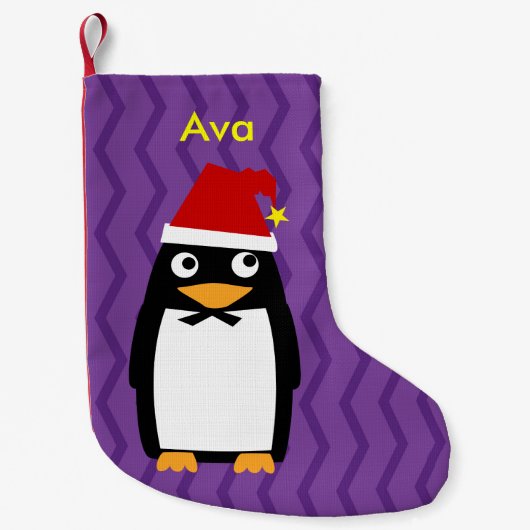 WeihnachtsPenguin mit Weihnachtsmannmütze Kleiner Weihnachtsstrumpf (Vorderseite)