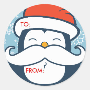 Weihnachtspenguin Mustache Trend Geschenkartikel Runder Aufkleber