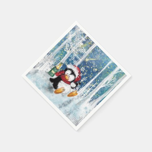 Weihnachtspenguin Napkins Serviette (Ecke)