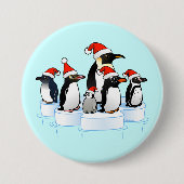 Weihnachtspenguin-Party Button (Vorderseite)