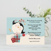 Weihnachtspenguin-Party Einladung (Stehend Vorderseite)