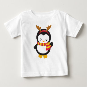 Weihnachtspenguin, Pinguin mit Scarf, Antler Baby T-shirt