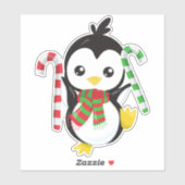 Weihnachtspenguin, Pinguin mit Scarf, Candy Cane Aufkleber (Blatt)