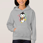 Weihnachtspenguin, Pinguin mit Scarf, Candy Cane Hoodie (Vorderseite)
