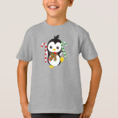 Weihnachtspenguin, Pinguin mit Scarf, Candy Cane T-Shirt (Vorderseite)