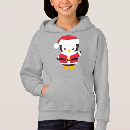 Weihnachtspenguin, Pinguin mit Weihnachtsmannmütze Hoodie (Vorderseite)