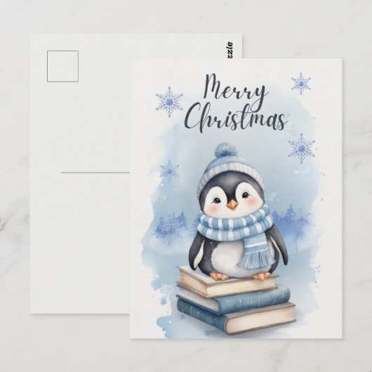 Weihnachtspenguin Postkarte (Vorne/Hinten)