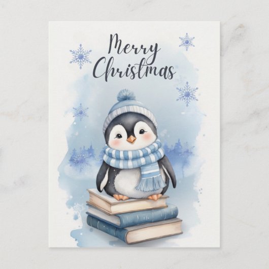 Weihnachtspenguin Postkarte (Vorderseite)