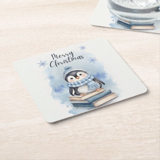 Weihnachtspenguin Rechteckiger Pappuntersetzer (angewinkelt)