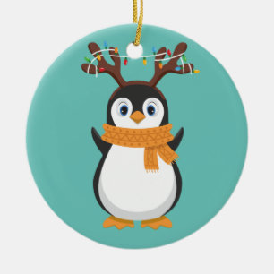 Weihnachtspenguin Reindeer Santa Holiday Pajama Keramik Ornament
