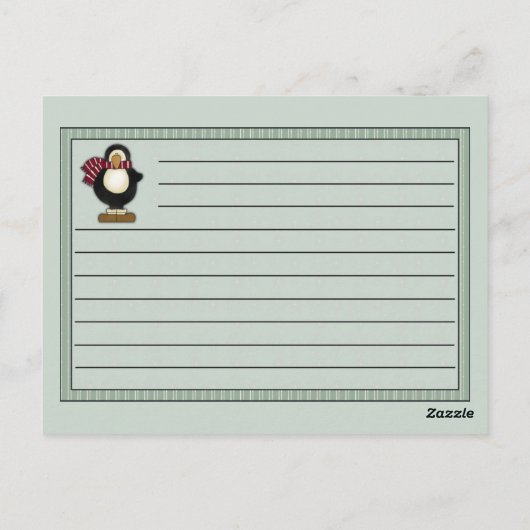 Weihnachtspenguin Rezept Notecard Postkarte (Rückseite)