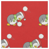 Weihnachtspenguin Schneeballmuster Stoff (Nahaufnahme)