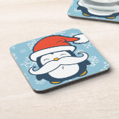 Weihnachtspenguin-Schnurrbart-Trend Getränkeuntersetzer (Linke Seite)