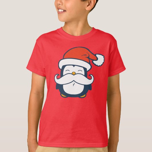 Weihnachtspenguin-Schnurrbart-Trend T-Shirt (Vorderseite)