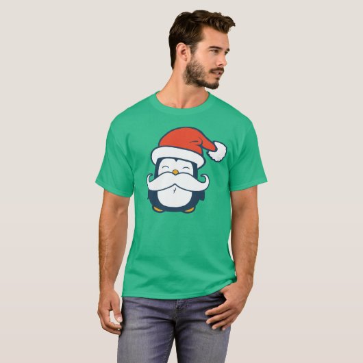 Weihnachtspenguin-Schnurrbart-Trend T-Shirt (Vorne ganz)